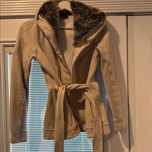 Armani Exchange Hooded Jacket with Faux Fur Trim
